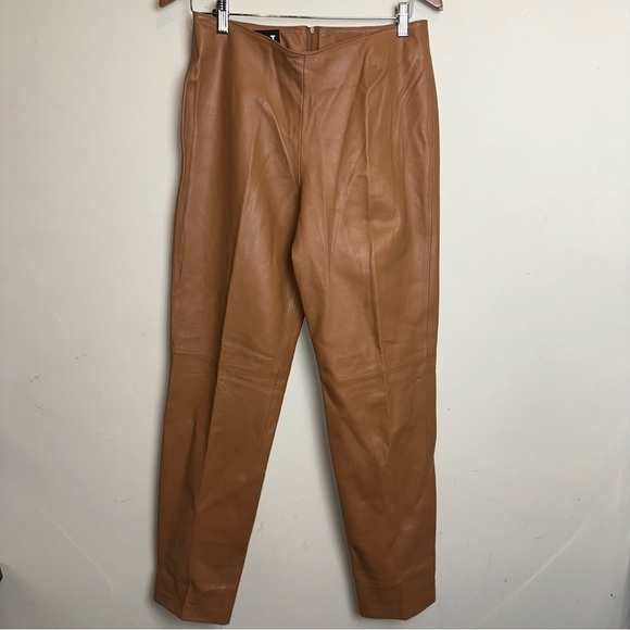Vintage B & J Women's Size 6 Leather Pants Tapered Flat Front Back Zipper Y2K - Picture 1 of 8